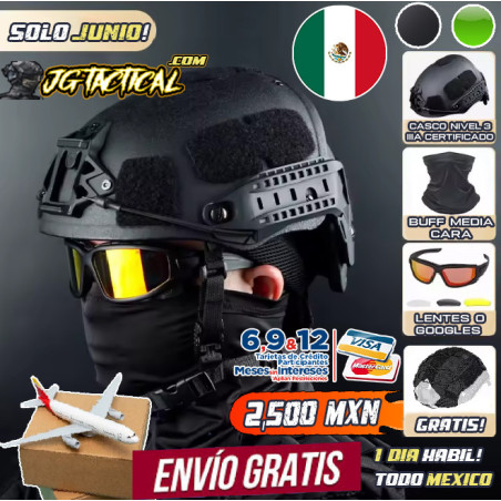 Kit Casco Nivel 3 iiia Certificado Tactico Recortado